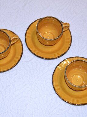 Ambra Vintage Amber Glazed Espresso Cups by Pagnossin - set of 3